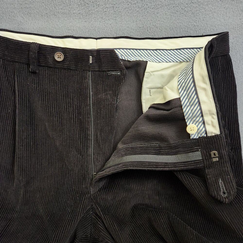 Lauren Ralph Lauren Men 38X34 Black Straight Leg Pleated Corduroy Pants - Picture 5 of 10